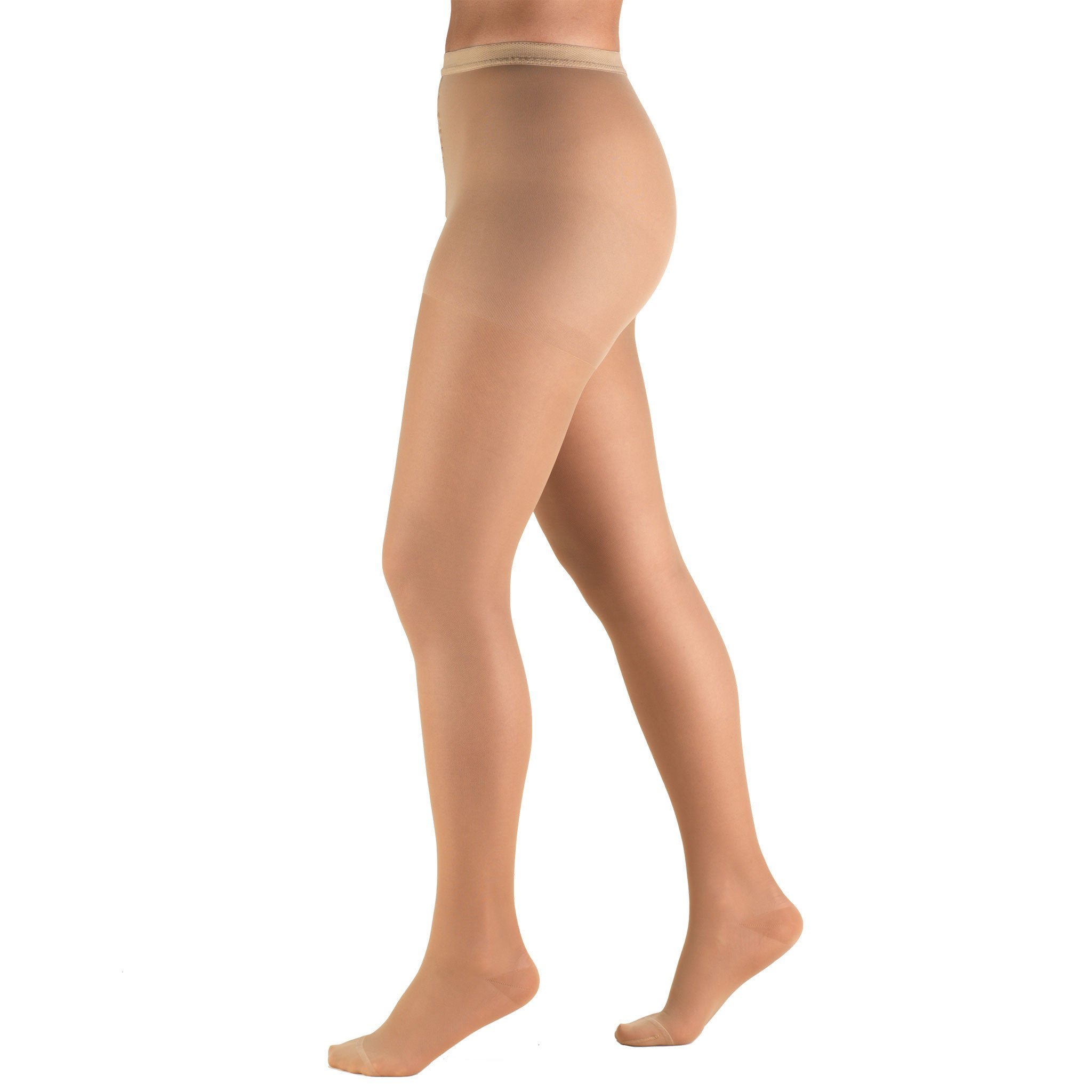 Compression Pantyhose Truform® Waist High X-Tall Beige Closed Toe