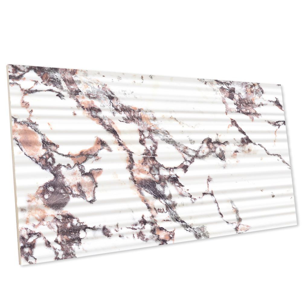 Touche Pleated Deco Rubis 11-3/4 in. x 23-1/2 in. Porcelain Floor and Wall Tile