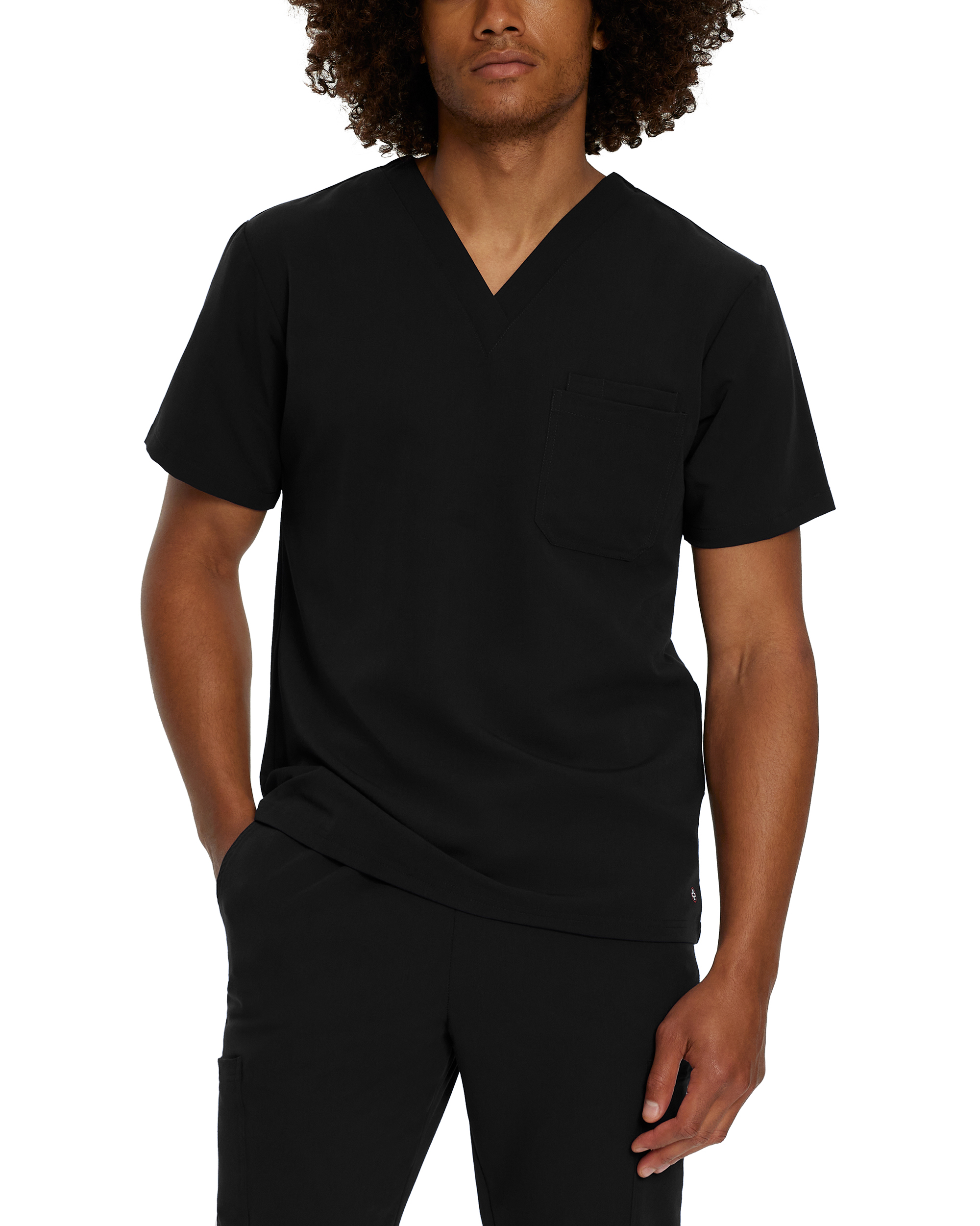 White Cross V-Tess Men&#8216;s 2-Pocket V-Neck Scrub Top-White Cross