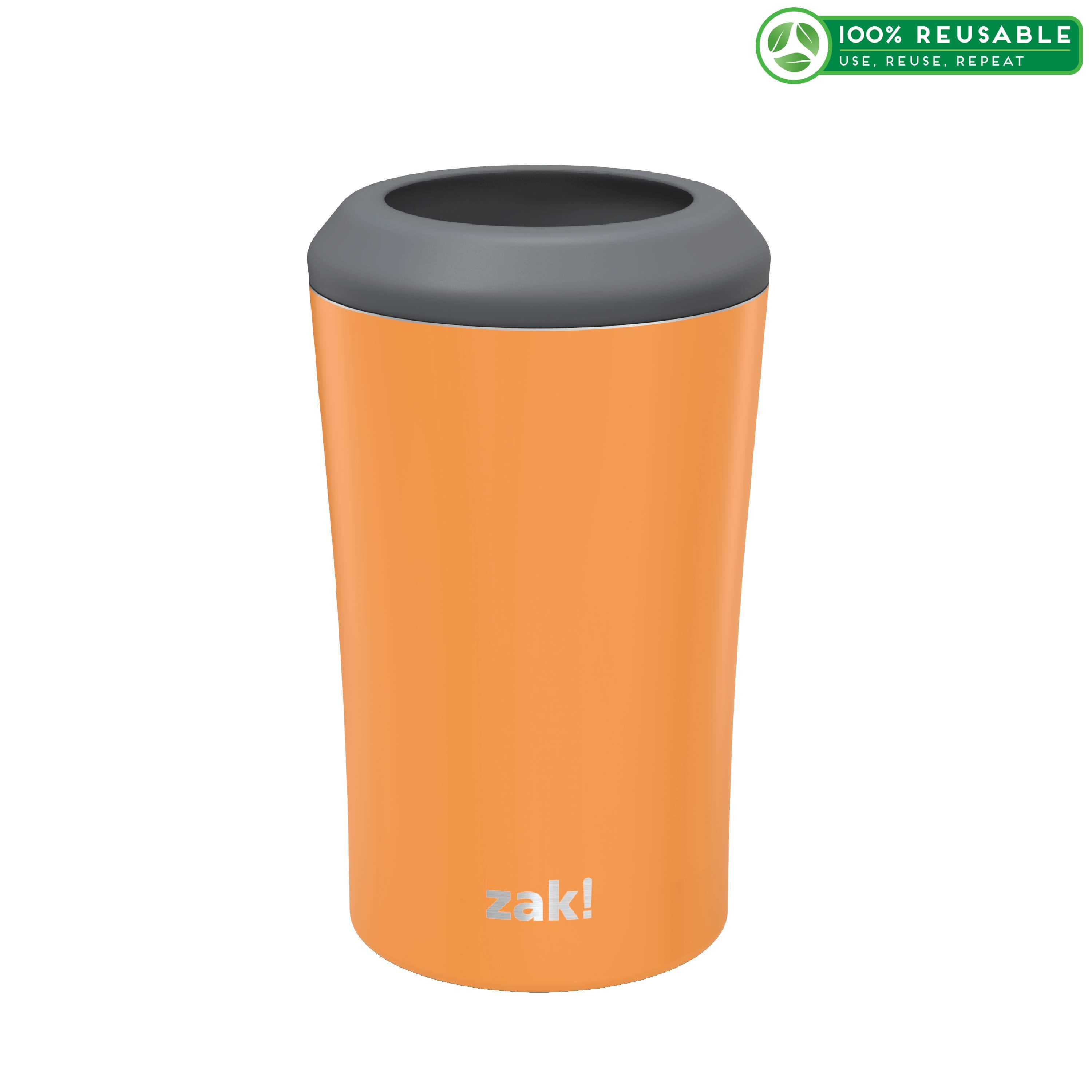 Zak Hydration 12 ounce Double Wall Stainless Steel Can and Bottle Cooler with Vacuum Insulation, Tangerine slideshow image 1 Zak Hydration 12 ounce Double Wall Stainless Steel Can and Bottle Cooler with Vacuum Insulation, Tangerine slideshow image 1