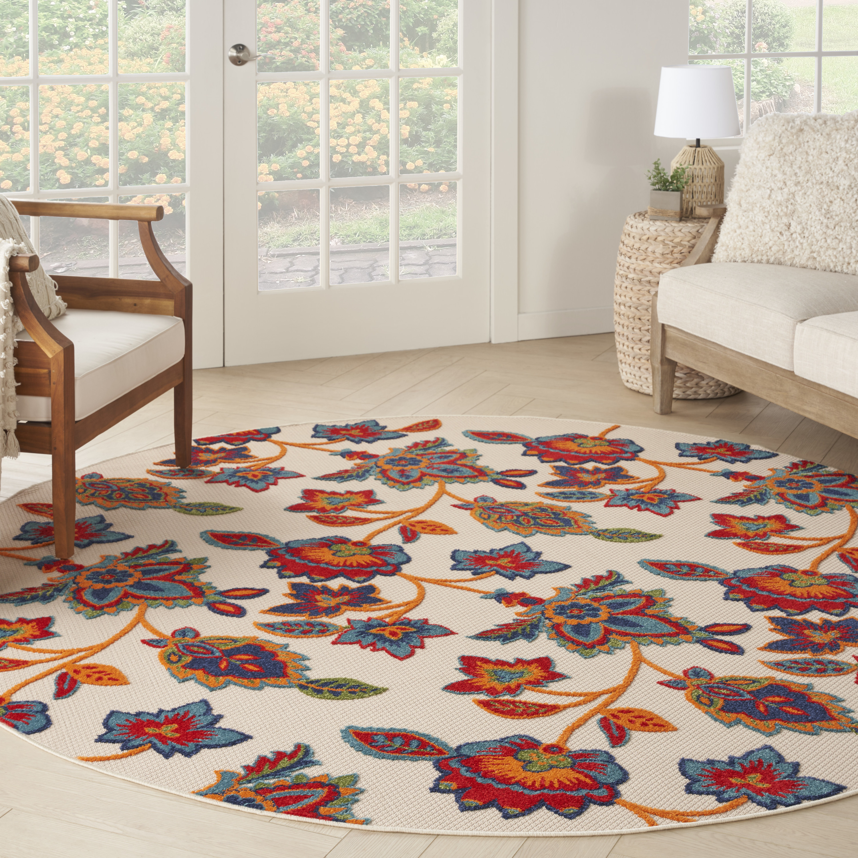 Nourison Aloha 7'10" x Round Multicolor Contemporary Rug