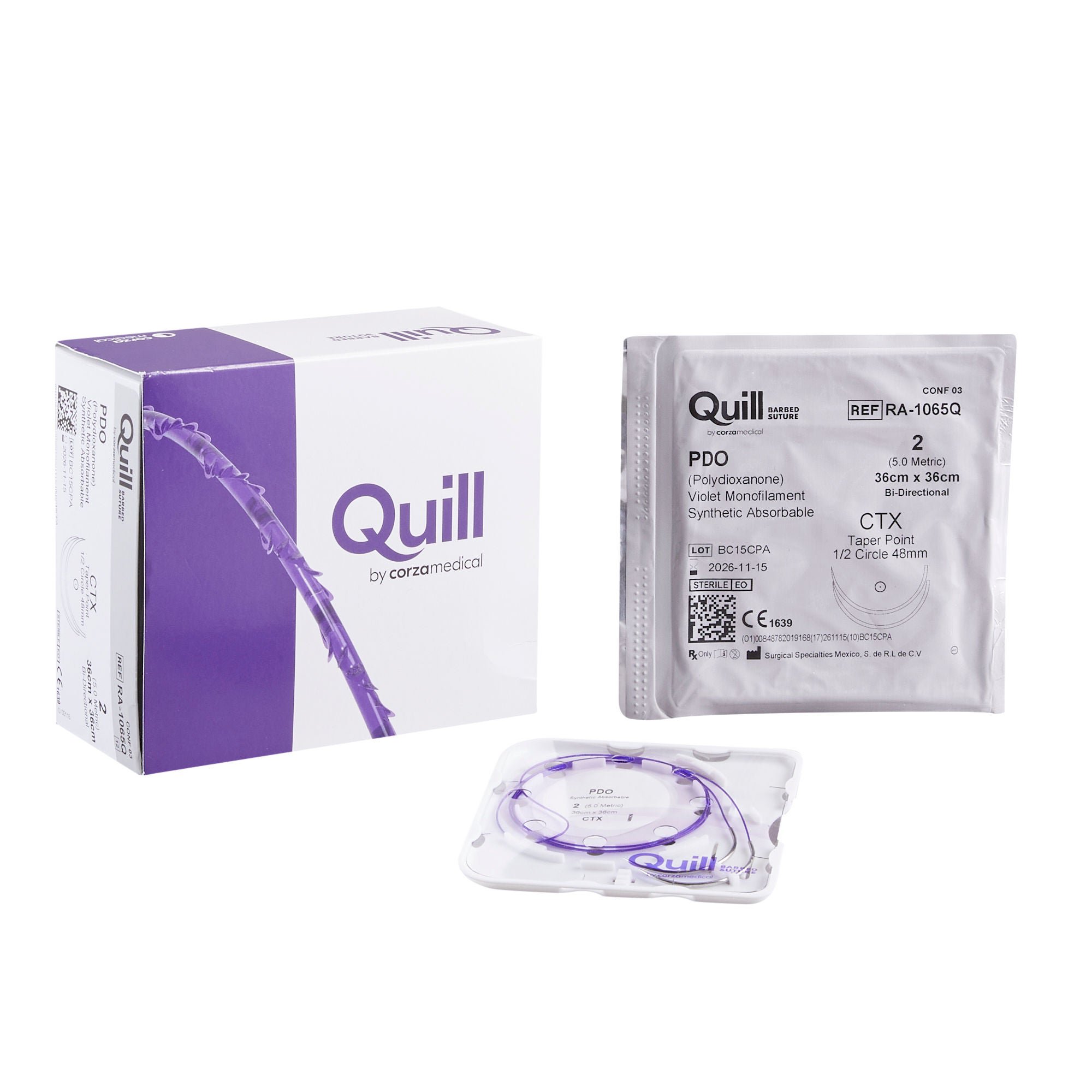 Surgical Specialties SUTURE, QUILL POLY 2 36X36CM 48MM TPR PNT 1/2 CIR (12/BX)