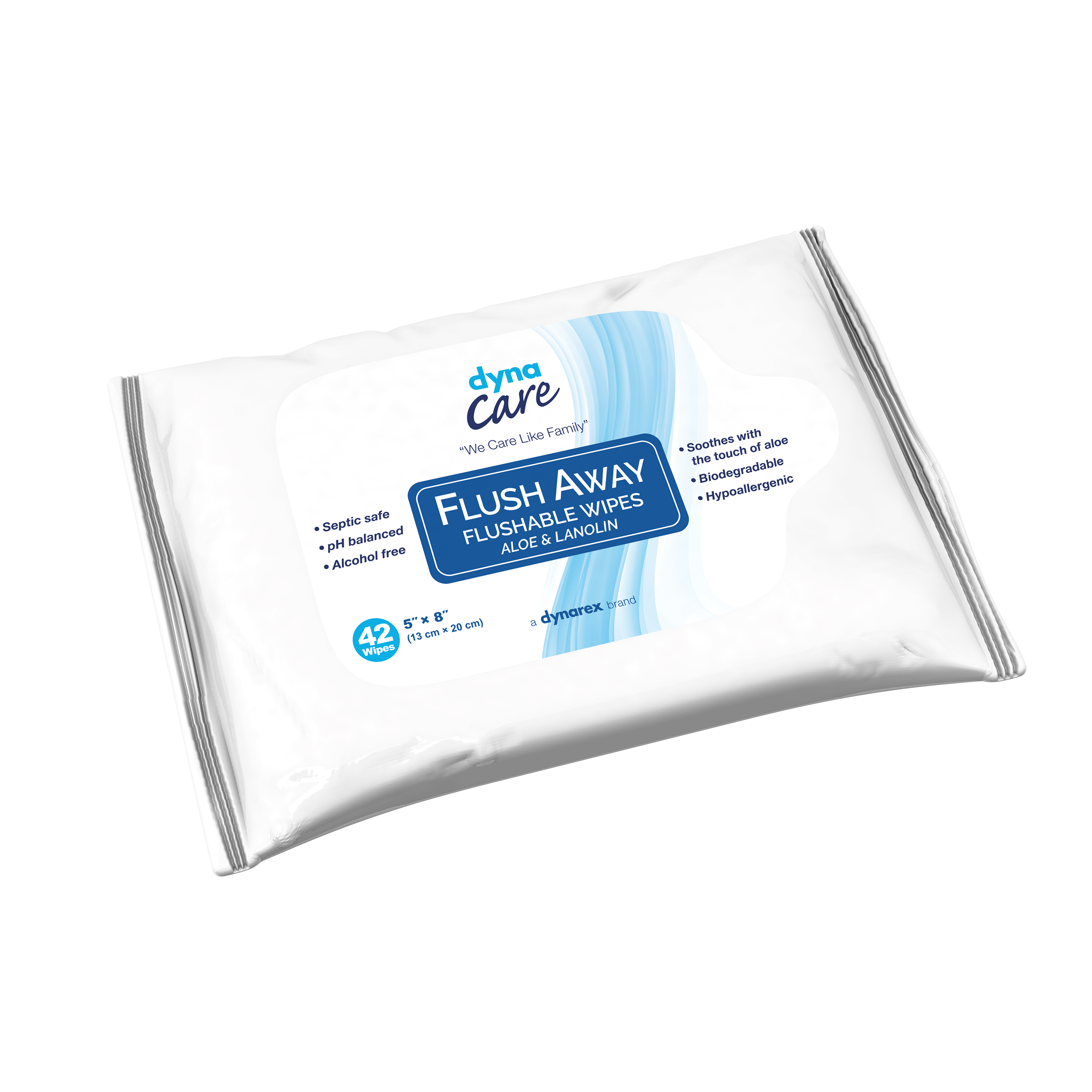 Flushable Wipes (Junior) 5 x 8in - 42 wipes/soft pack