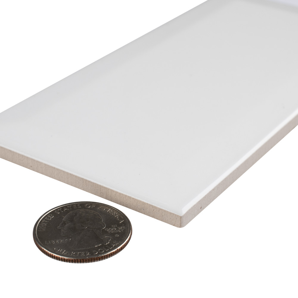 Crown Heights Beveled Glossy White 3 in. x 6 in. Ceramic Wall Tile