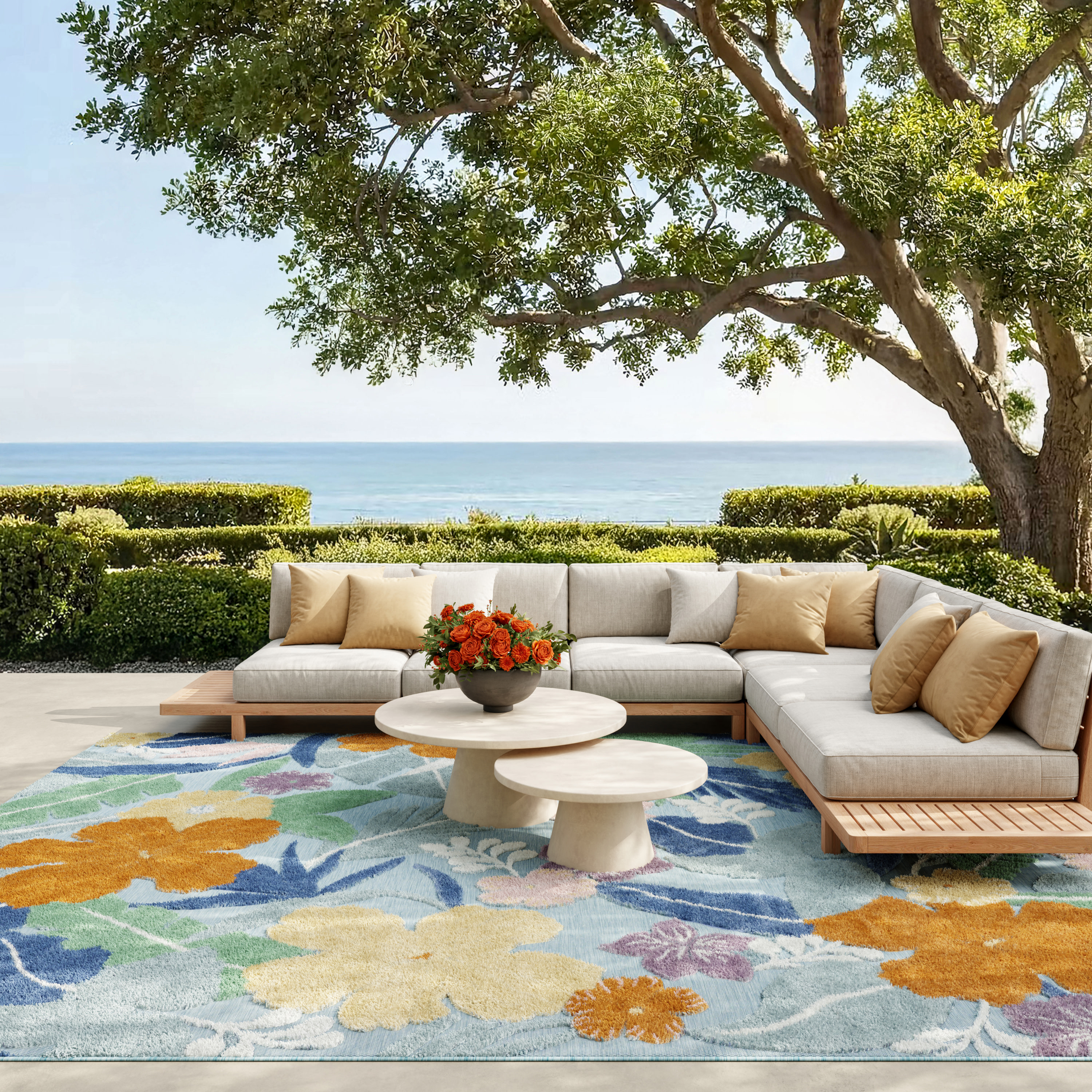 Nourison Suncoast 9' x 12' Blue Multicolor Tropical Rug