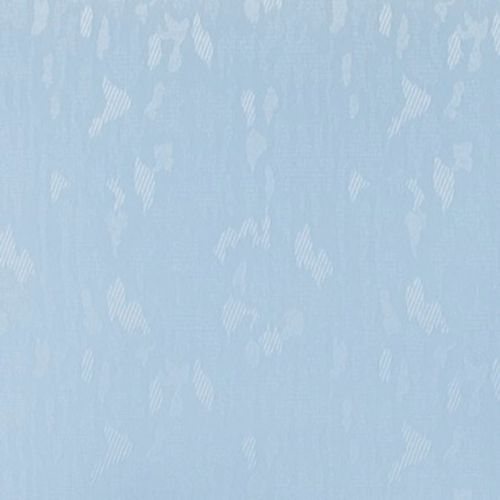 Light-blue textured wallpaper with subtle lighter, diagonal-striped leaf-like motifs; covering a flat interior wall, decorating the surface and evenly lit to create a soft, neutral background.