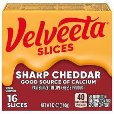 Velveeta Slices Sharp Cheddar Cheese, 16 ct Pack