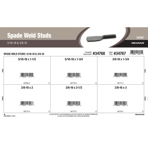 Spade Weld Studs (5/16