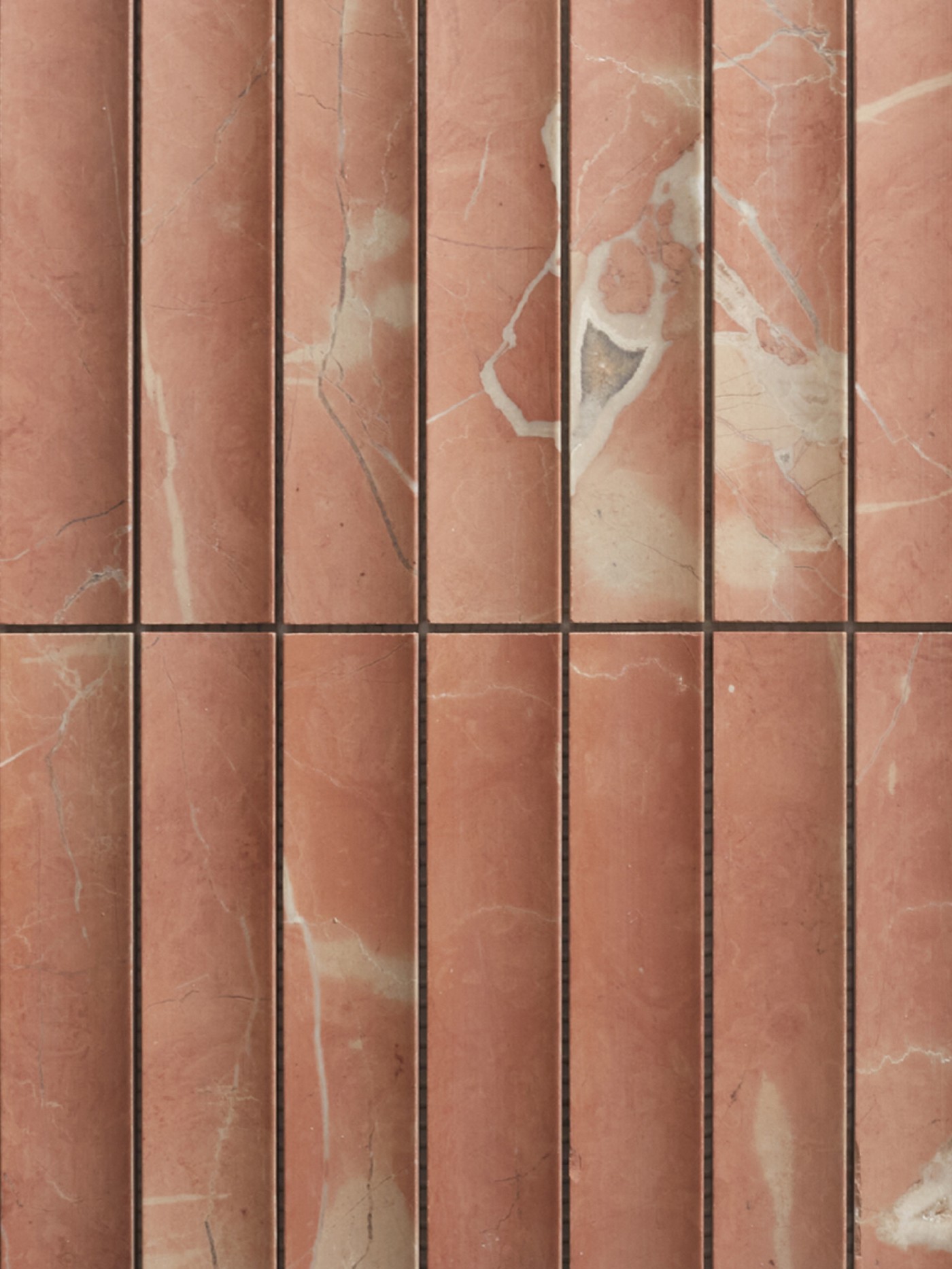 2 rows of red marble tile.