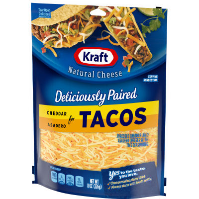 Kraft Mexican Taco Style Four Cheese Shredded Natural Cheese 8 oz Bag