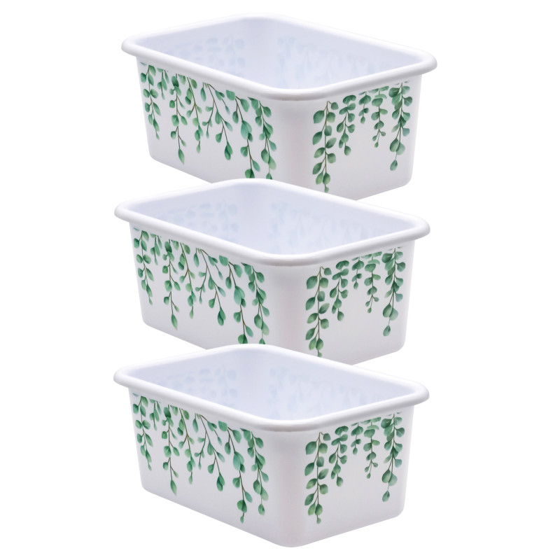 Eucalyptus Small Plastic Storage Bin, Pack of 3