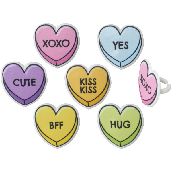 Candy Hearts Cupcake Rings