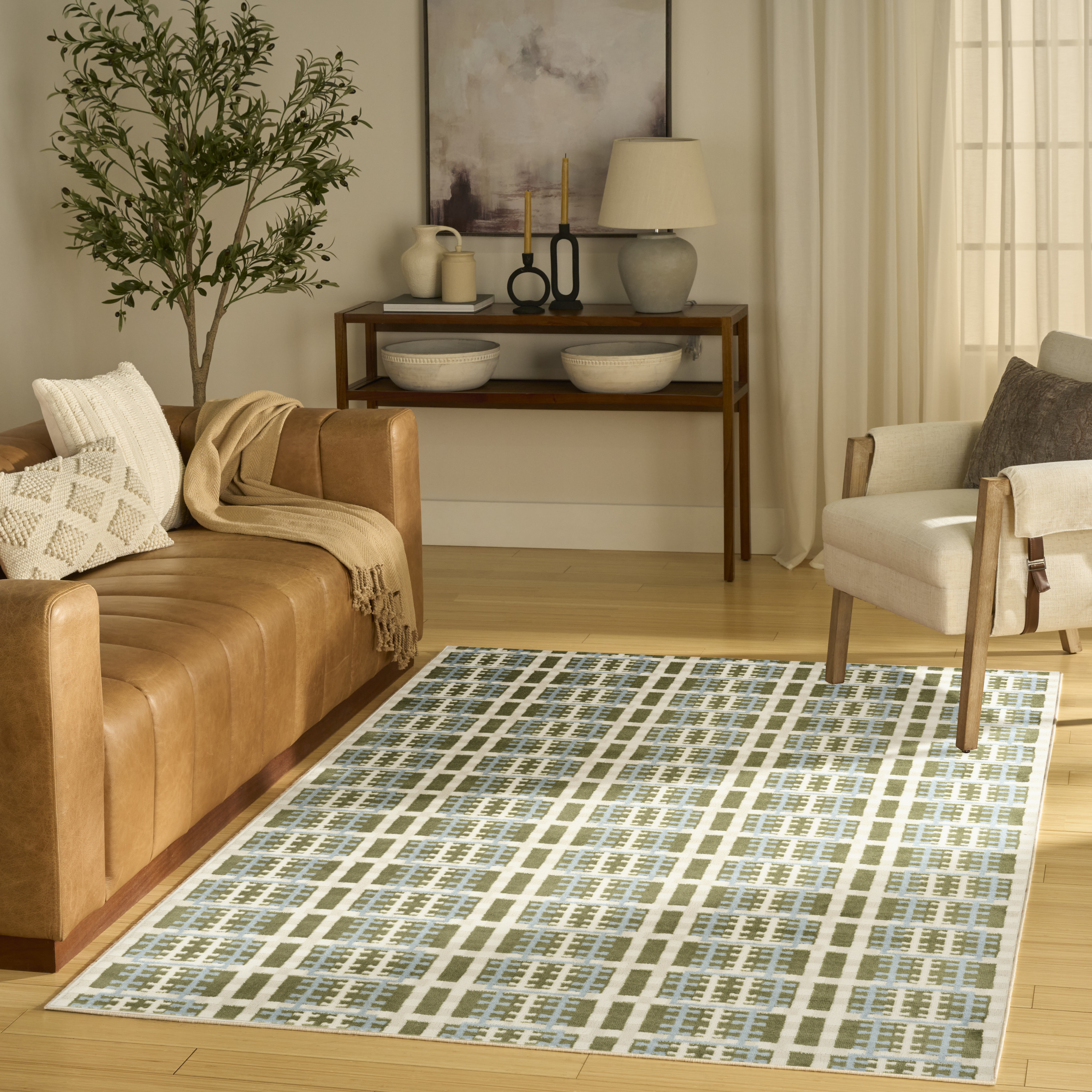 Nourison Nordic 5' x 7' Blue Green Modern Indoor Rug