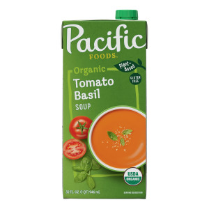 Pacific Foods® Organic Tomato Basil Soup, Plant Based, 32 oz Carton (Case of 12)