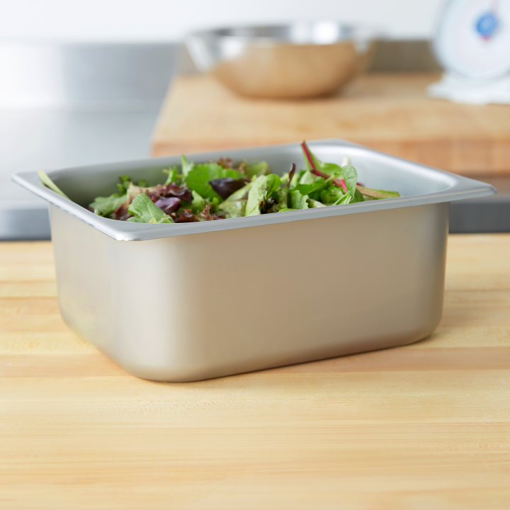 Half-size 4-inch-deep stainless steel deli pan