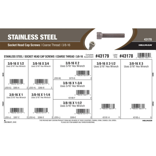 Stainless Steel Socket-Head Cap Screws Assortment (3/8