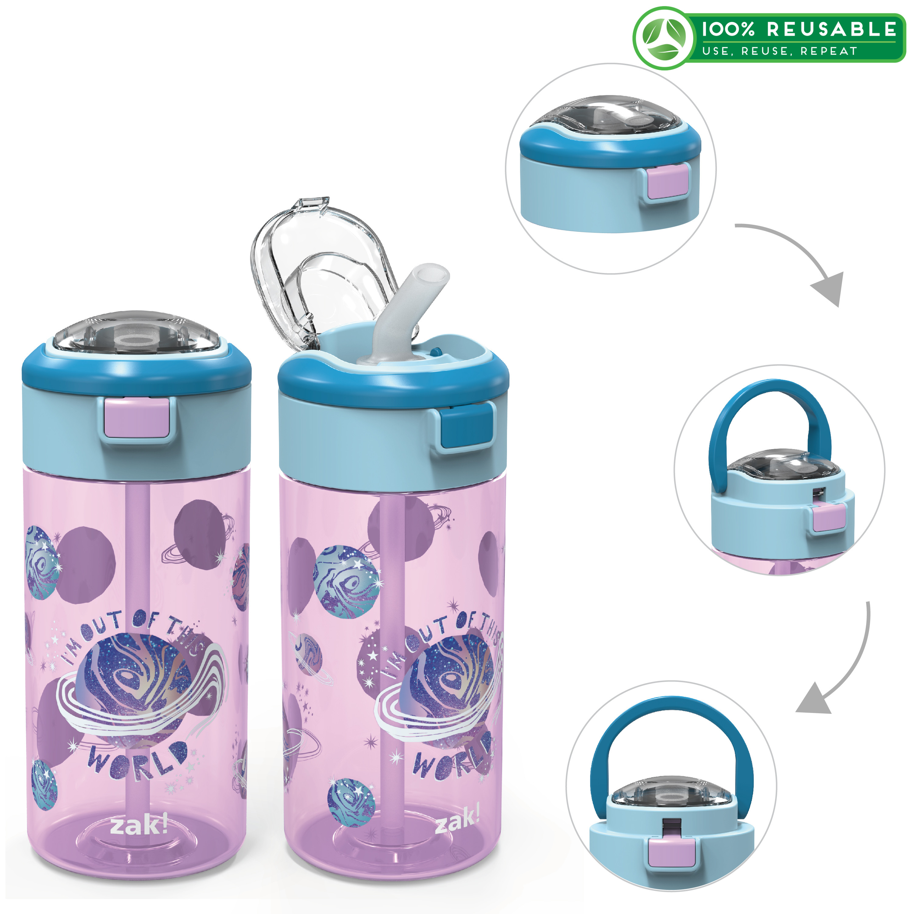 Genesis 18 ounce Water Bottles, Planet, 2-piece set slideshow image 1 Genesis 18 ounce Water Bottles, Planet, 2-piece set slideshow image 1
