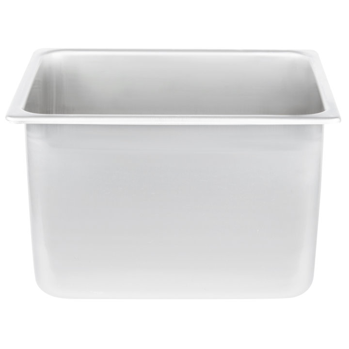 Half-size 8-inch-deep Super Pan® heavy-duty stainless steel steam table pan with flat corners