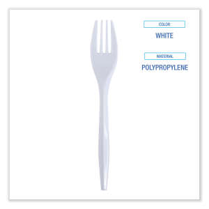Boardwalk, Mediumweight Wrapped Polypropylene Cutlery, Fork, White