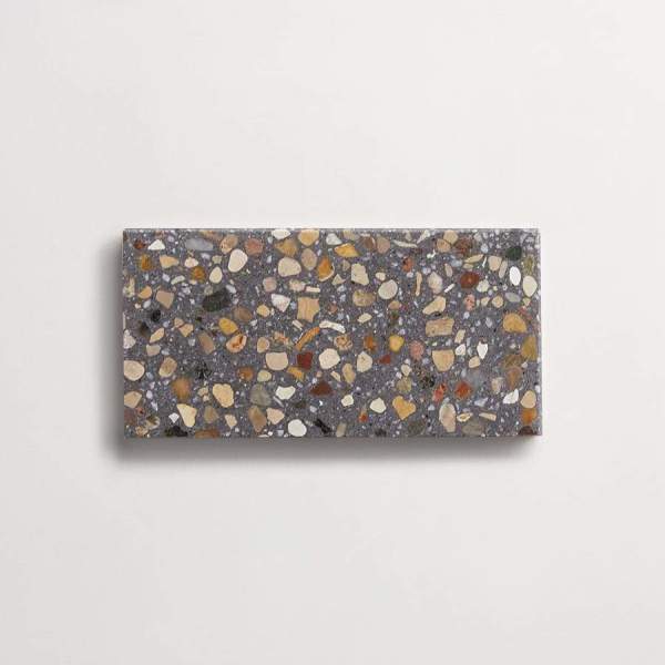 forage terrazzo | split field tile | honed | charcoal | sample 