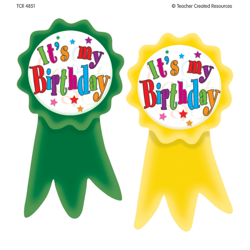 Birthday Ribbons Wear 'Em Badges, Pack of 16