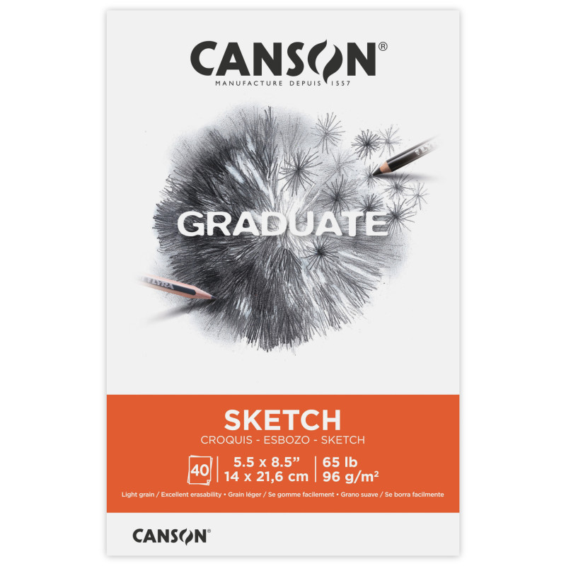 Graduate Sketch Pad, Foldover Binding, 10 Sheet, 5.5x8.5 inch, 1 Count