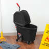 Rubbermaid Commercial, WaveBrake, 35qt, Mop Bucket w/ Downpress Wringer, Black