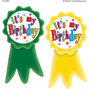Birthday Ribbons Wear 'Em Badges, Pack of 16