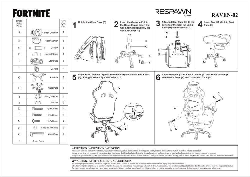 Fortnite RAVENXi Gaming Chair, RESPAWN Reclining Ergonomic Chair with