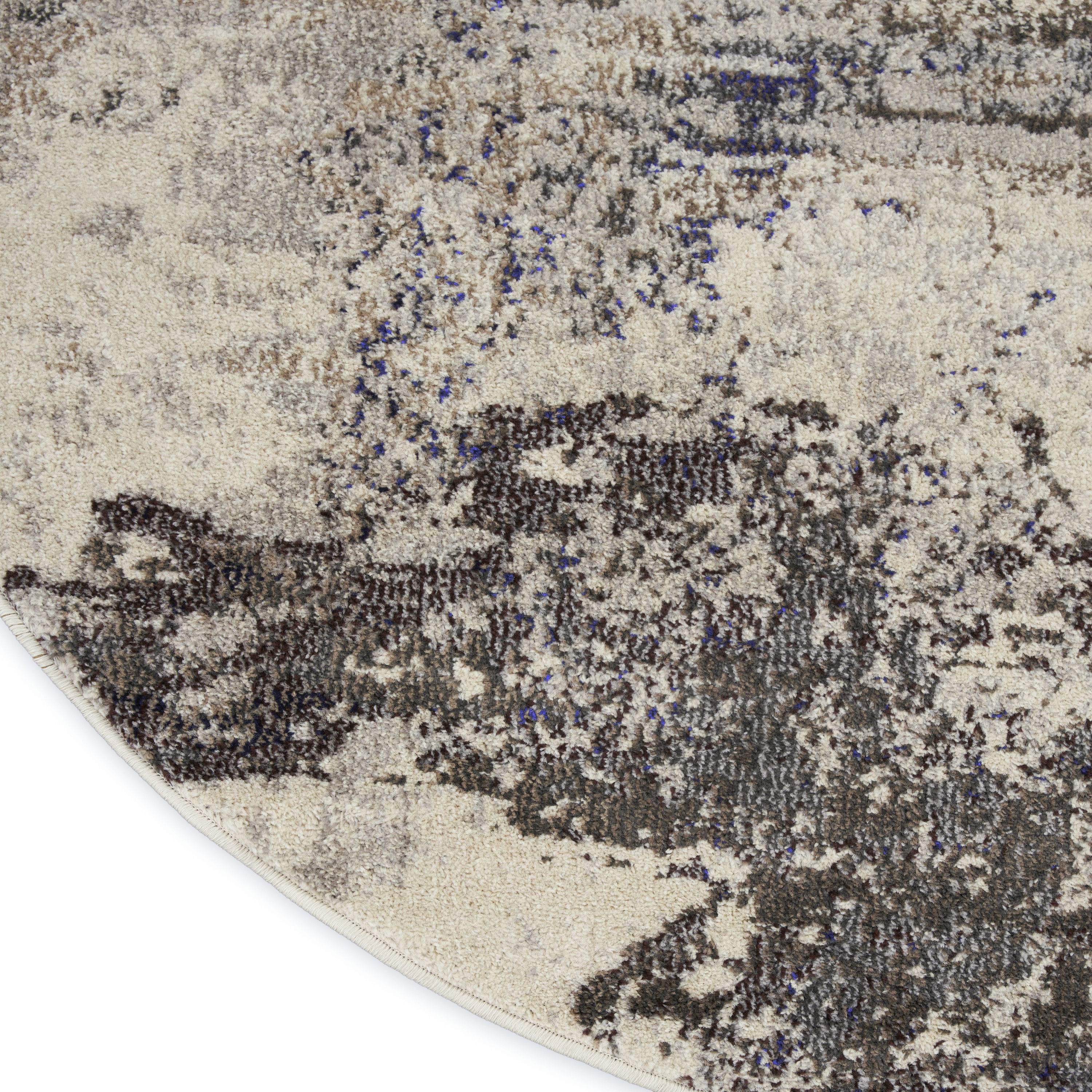 Nourison Celestial 7’10” x Round Ivory Grey Modern Indoor Rug