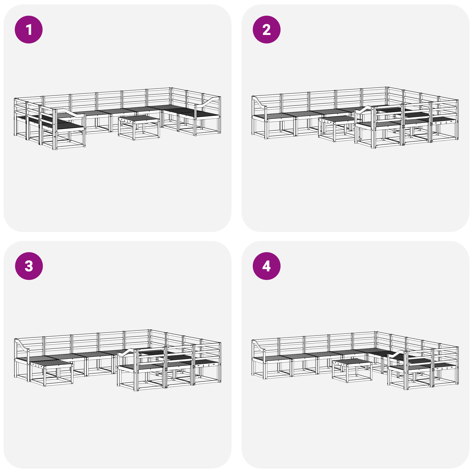 Buiten bankenset 11 pcs Wit Massief Acaciahout image 6