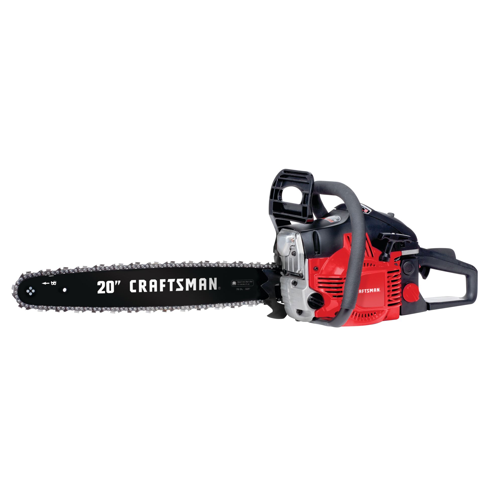 Profile of 20 inch 2 Cycle chainsaw.