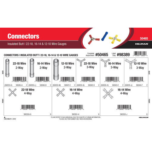 Insulated Butt Connectors Assortment (22-18, 16-14 & 12-10 Wire Gauges)