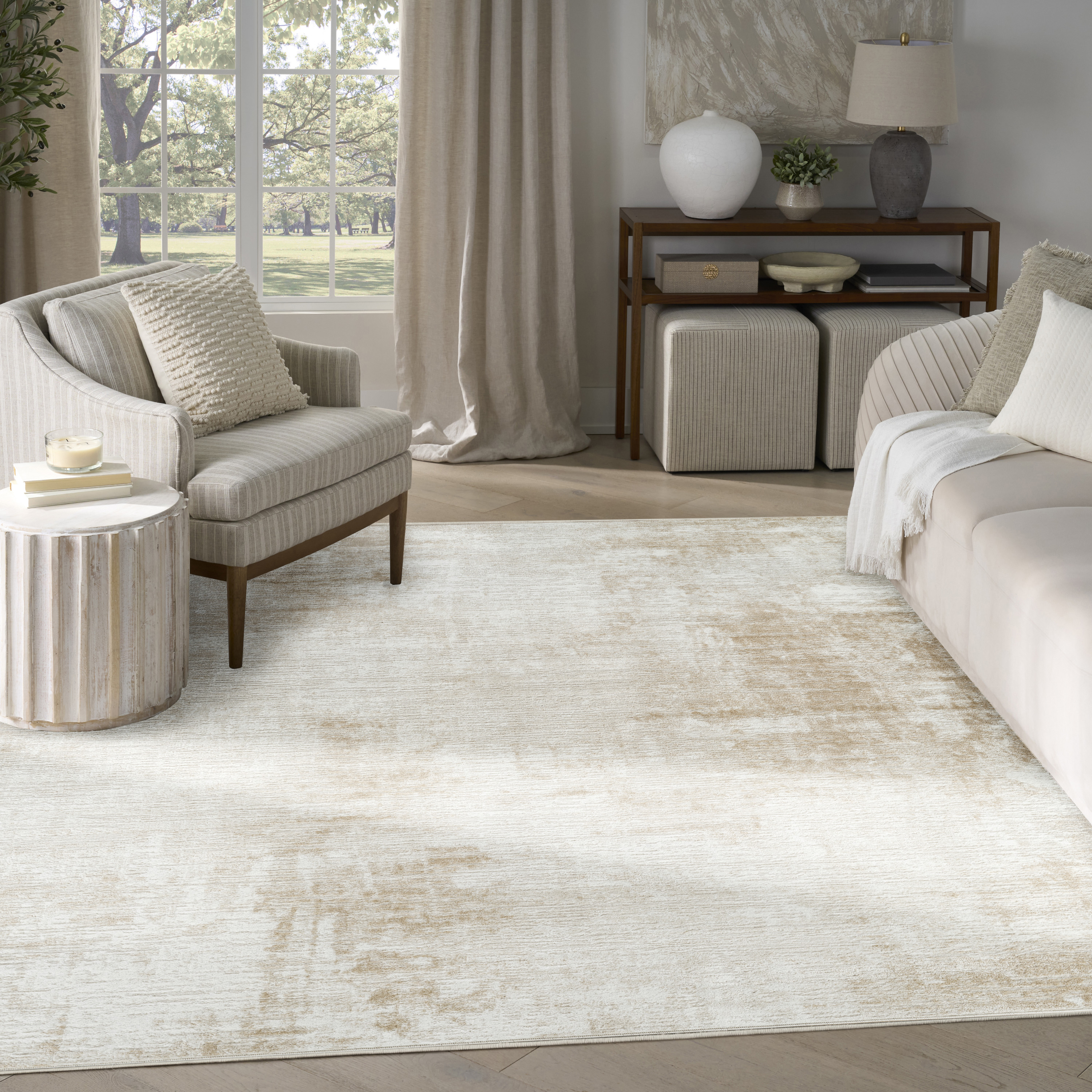 Nourison Dekor 7'10" x 9'10" Ivory Beige Modern Indoor Rug