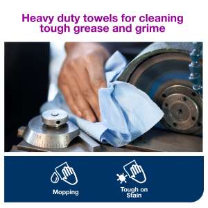 Tork, ShopMax, Heavy Duty, 1 ply, 9.00"x13.00", Paper, Industrial Wipers, Blue