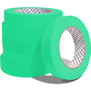 Masking Tape, 1" x 60 Yards, Green, Pack of 6