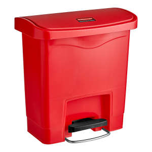 Rubbermaid Commercial, Streamline, Step-On, 4 gal, Resin, Red, Rectangle, Receptacle