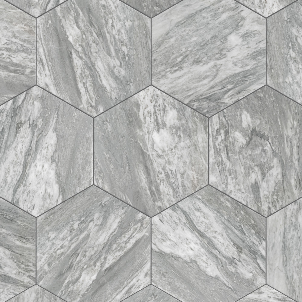 Marbilia Hex Bardiglio with Biotech 11 in. x 13 in. Porcelain Floor and Wall Tile