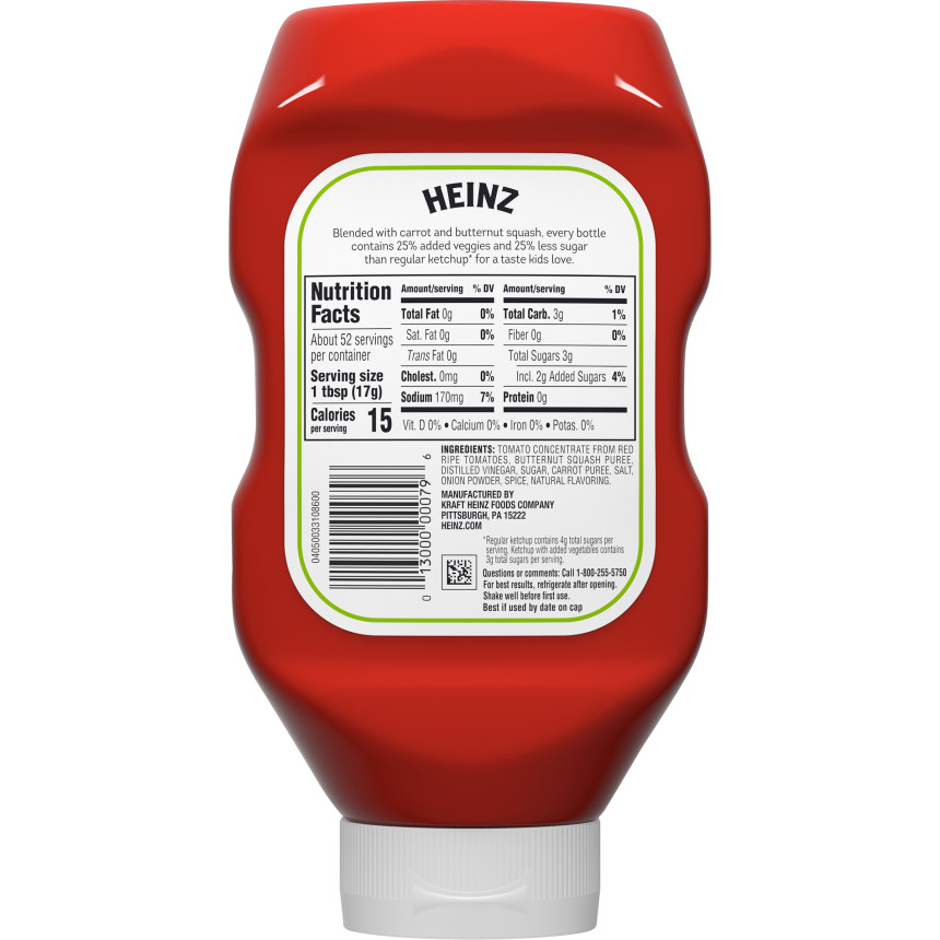  Heinz Tomato Ketchup with a Blend of Veggies, 31 oz Bottle 