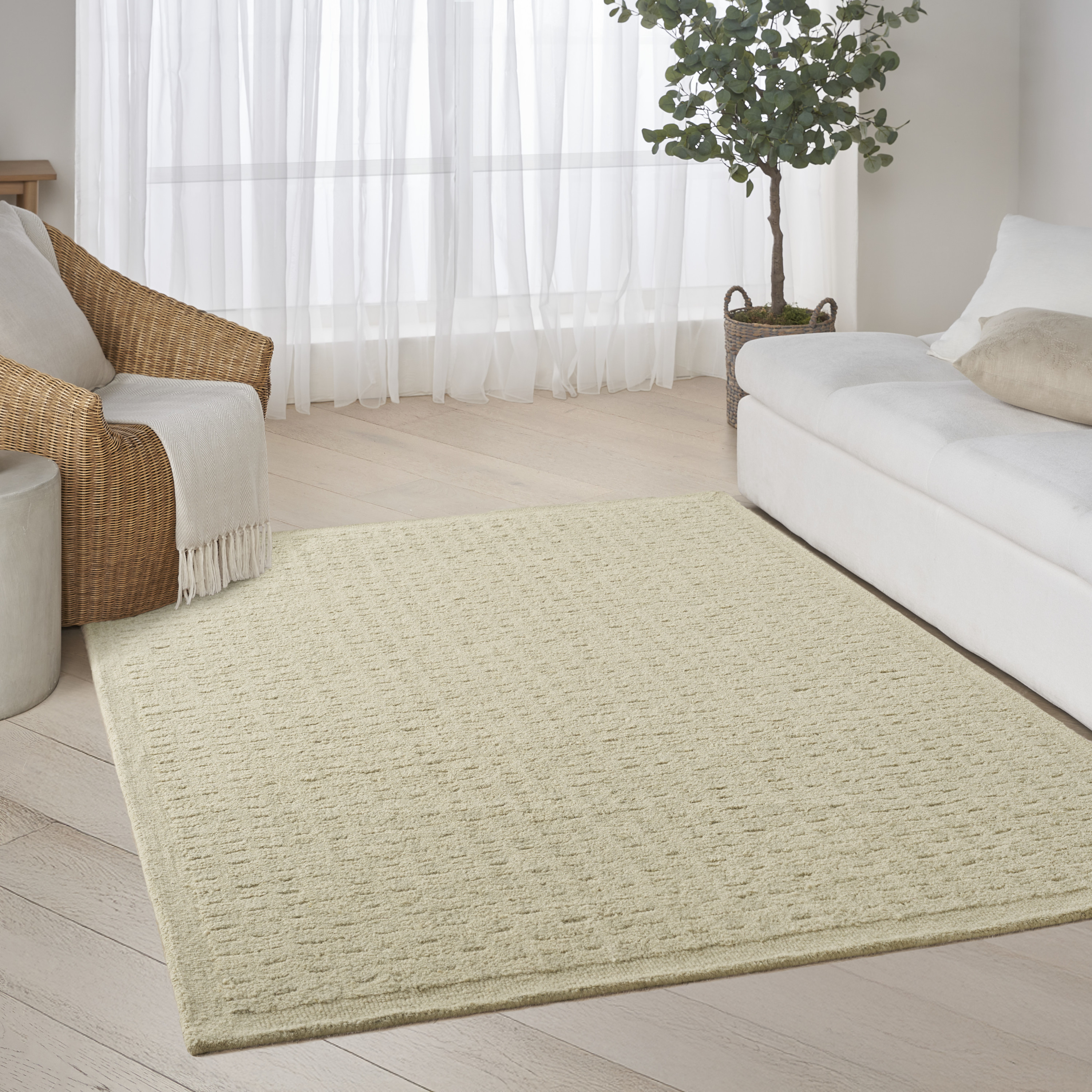 DKNY Pure Grids 3'9" x 5'9" Light Green Contemporary Indoor Rug