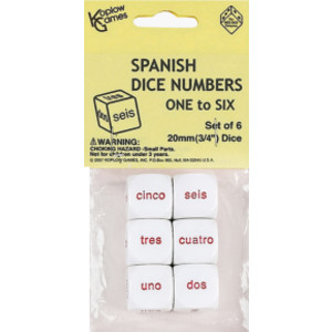Spanish Number Dice, Set of 6