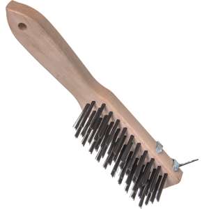 Carlisle, 5.50in, Heavy-Duty Wood Handle Scraper, Steel Bristles, Tan