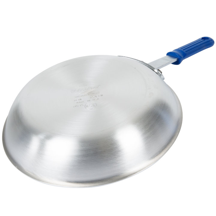 10-inch Wear-Ever® aluminum fry pan with natural finish and Cool Handle® rubber grip sleeve