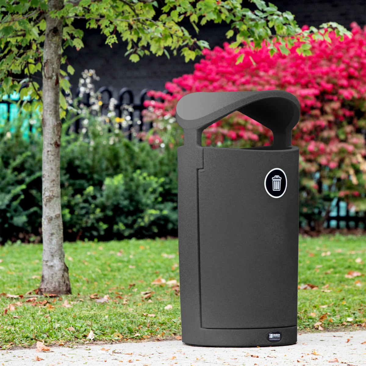 charcoal waste container outside in a community park