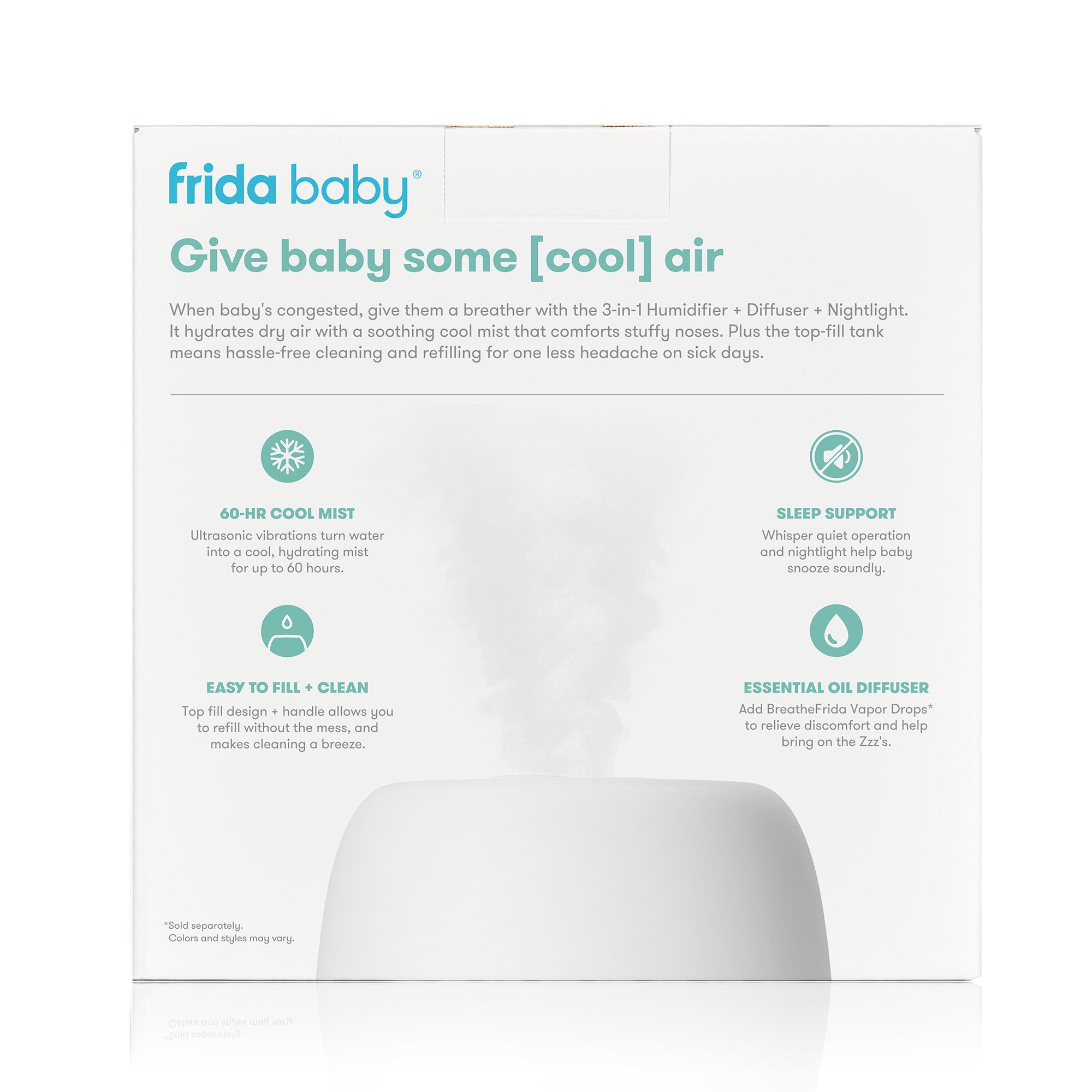 Fridababy LLC HUMIDIFIER, 3-IN-1 W/DIFFUSER & NIGHT LIGHT (4/CS)