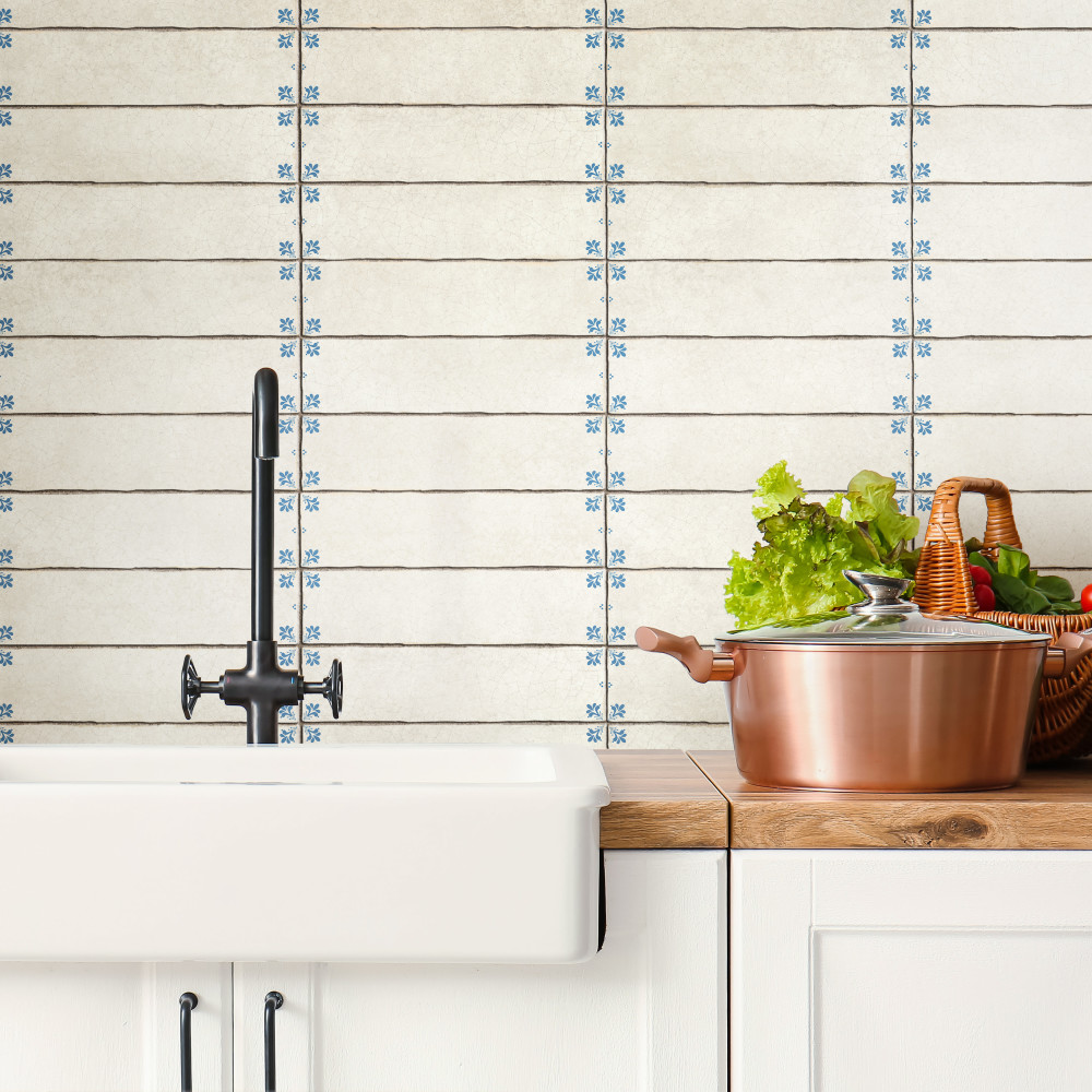 Crackle Cream Décor 2-7/8 in. x 11-7/8 in. Ceramic Wall Tile