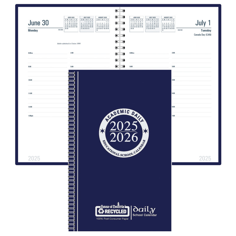 Recycled Daily Academic Calendar Planner Blue Cover