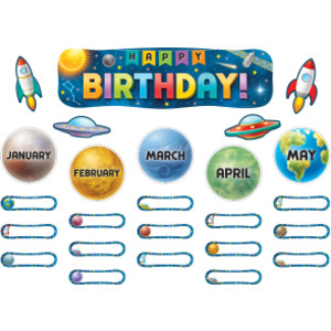 Mini tablón de anuncios de feliz cumpleaños de la tripulación del espacio exterior