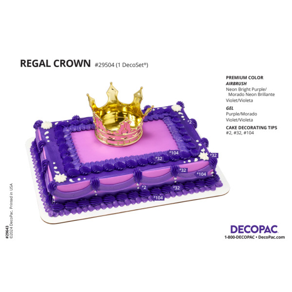 Regal Crown Cake Decorating Instruction Card
