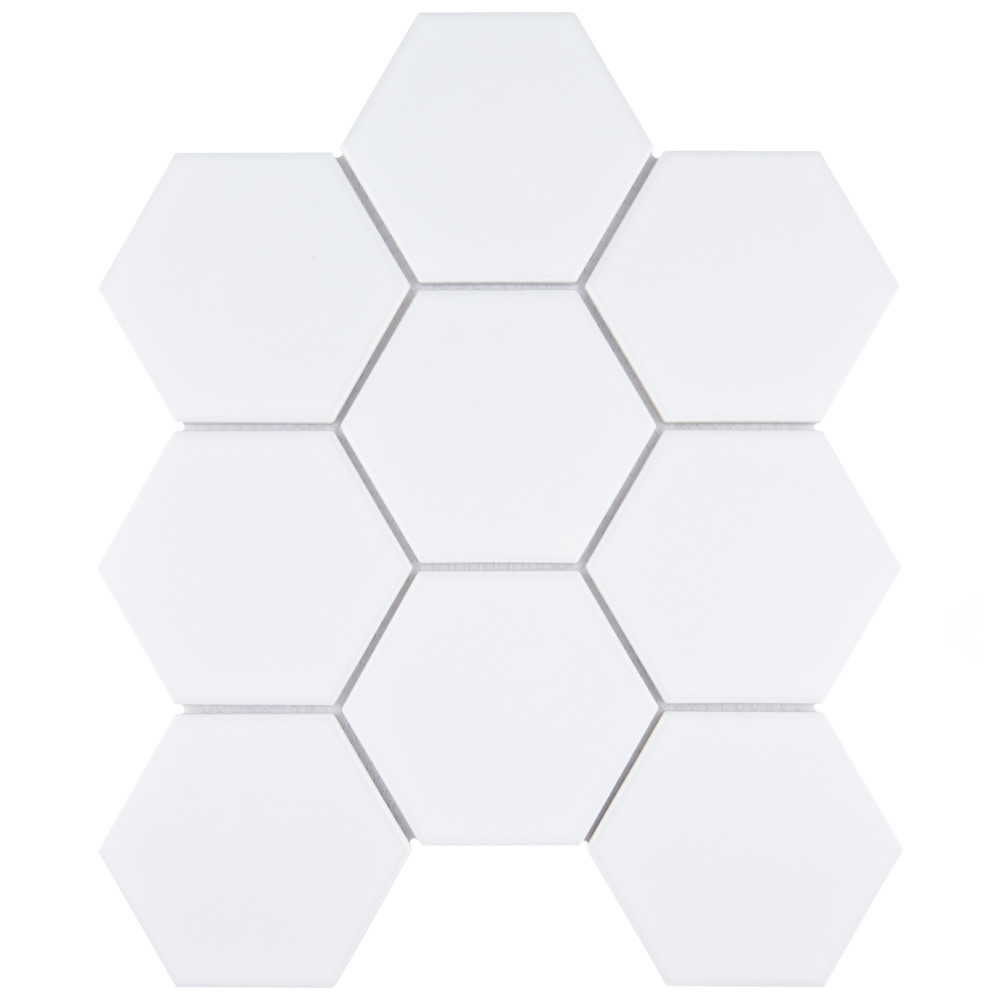 Metro Super 4″ Hex Matte White 10 in. x 11-1/2 in. Porcelain Mosaic Tile
